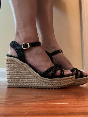 Espadrille Wedge Sandals for Women Braided Knot Ankle Strap Open Toe Platform Sa